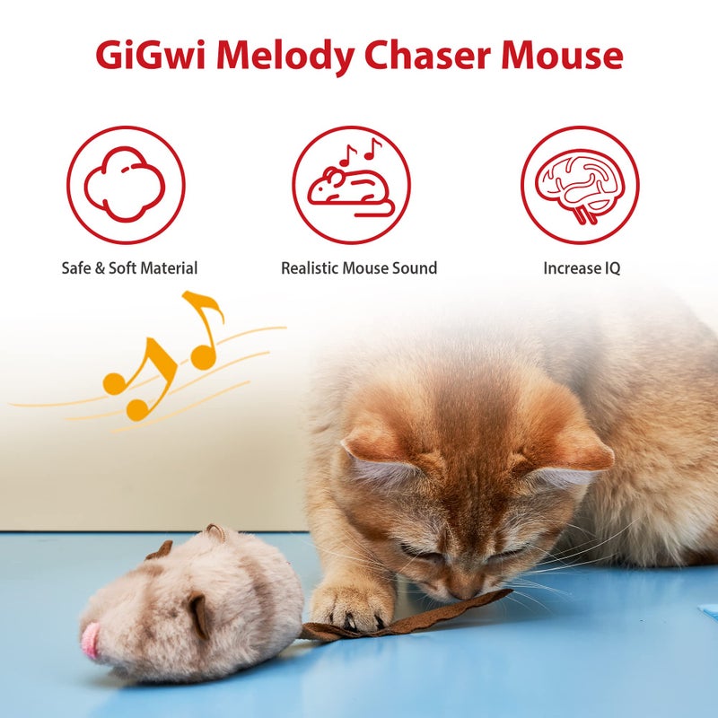 Gigwi Chirpy Cat Squeak Toy - Interactive Mouse Cat Toy with Melody Chaser for Kitten Play and Boredom Relief - Image 4